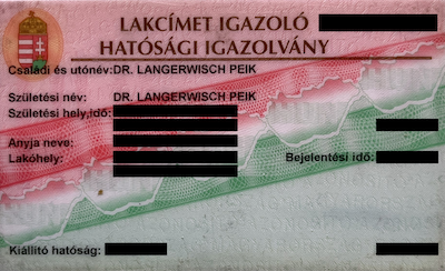 residence card Lakcimkartya