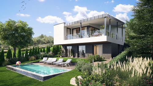 33496 In der ruhigen Straße von Gyenesdiás ist das luxuriöse Familienhaus mit Panorama auf den Plattensee zu verkaufen. 