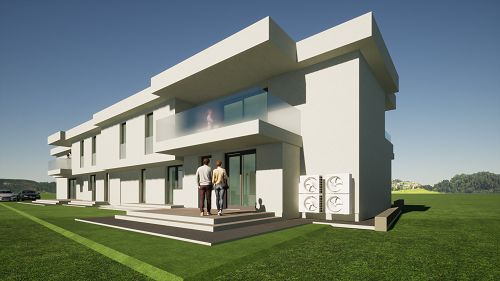 55986 In Hévíz wird die neu gebaute, hochwertige Wohnung im Erdgeschoss / im Obergeschoss in einem Wohnhaus – gestaltet mit Flachdach - mit vier Wohnungen zum Verkauf angeboten. 